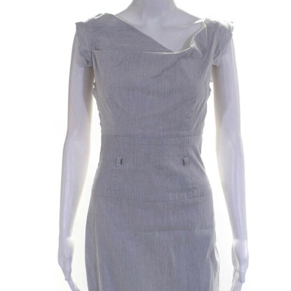 Black Halo White Black Pin Stripe Jackie O Draped - Picture 4 of 8